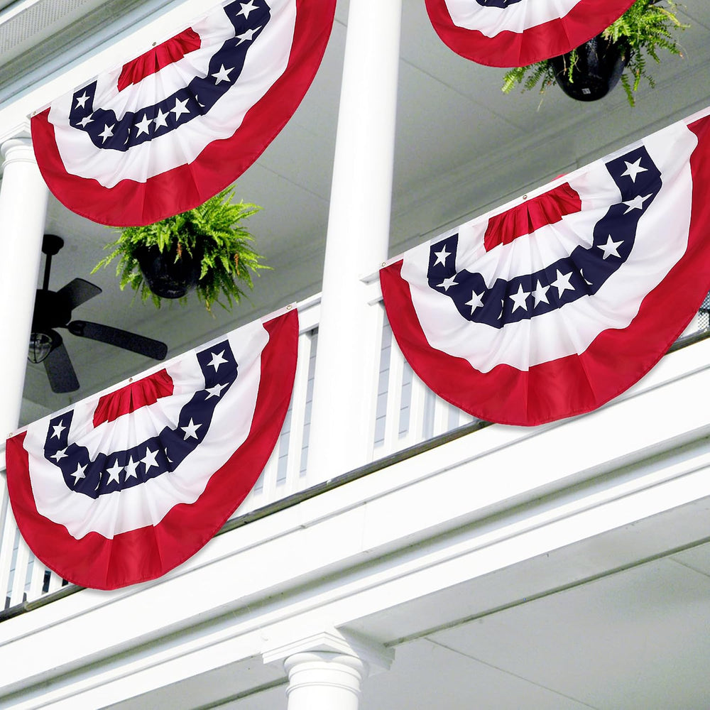 3 Pack 2.5x5 FT USA Bunting Flags Outdoor, American Pleated Fan Flag, 4th of ...