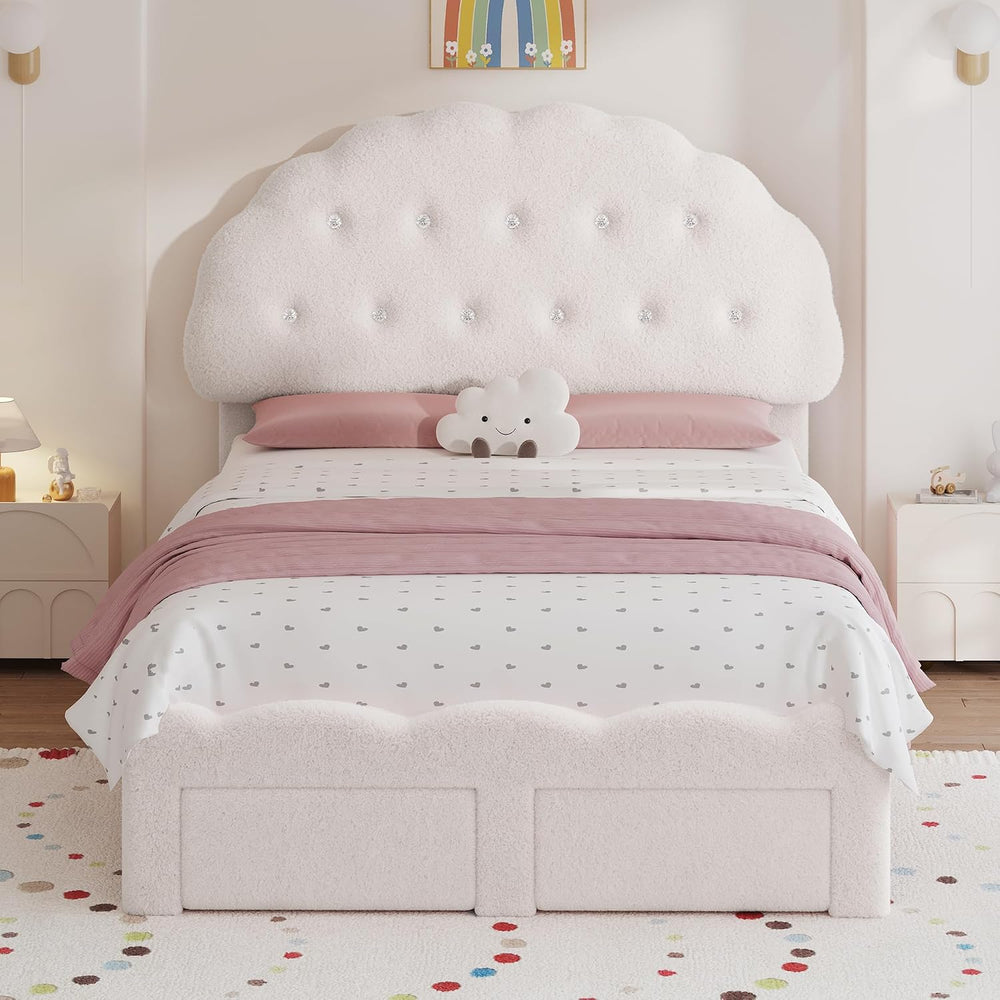 Decofy Queen Bed Frame with 2 Storage Drawers, Cloud Cookie Queen Size Uphols...