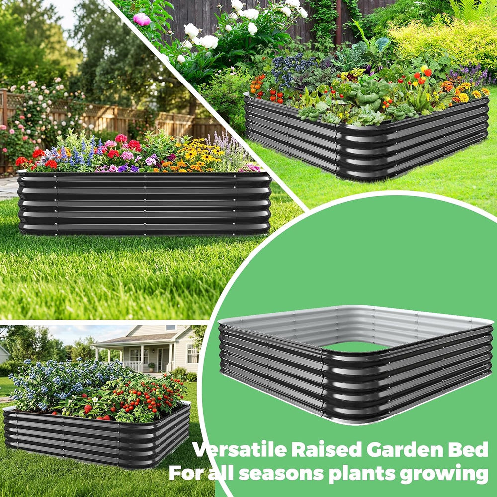 Black Painted Galvanized Metal Raised Garden Bed,Garden Planter Bed Outdoor