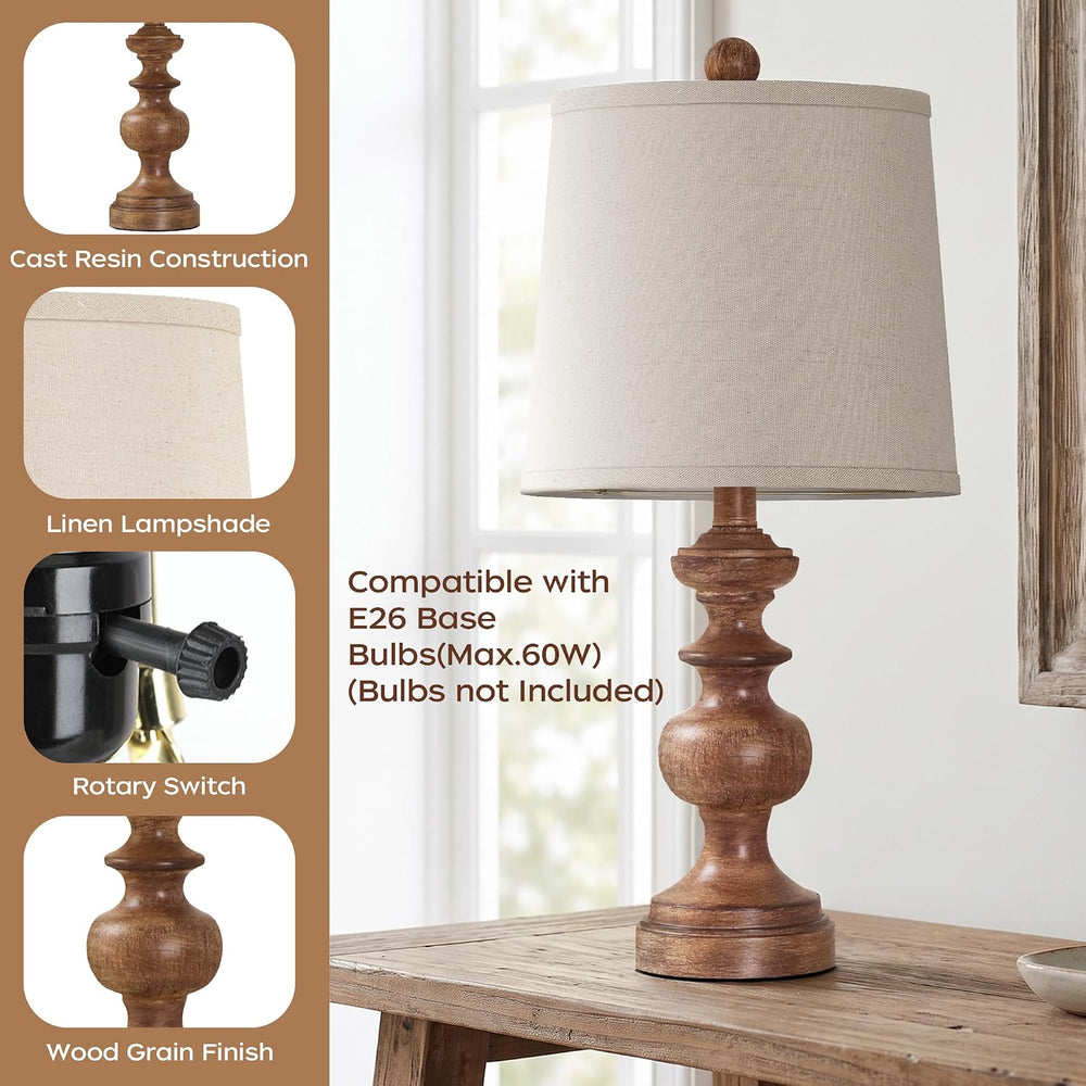 Farmhouse Table Lamp Set of 2, Rustic Table Lamps for Living Room Bedroom, 22...