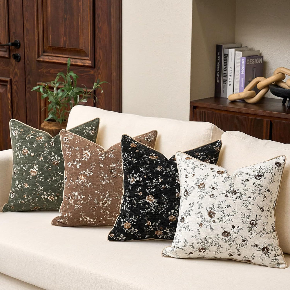 Pack of 2 Vintage Floral Throw Pillow Covers 20 x 20 Inch, Farmhouse Cushion ...