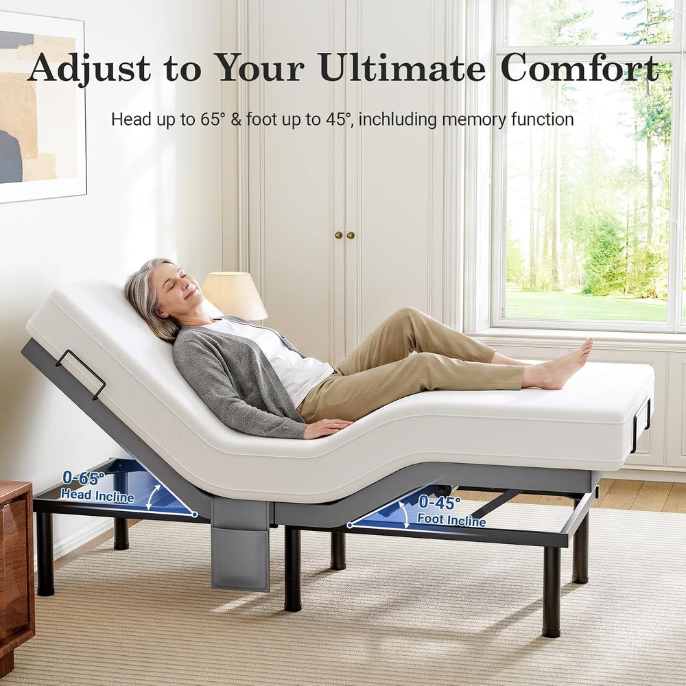 Split King Adjustable Bed Frame with Adjustable Legs, Electric Bed Base Frame...