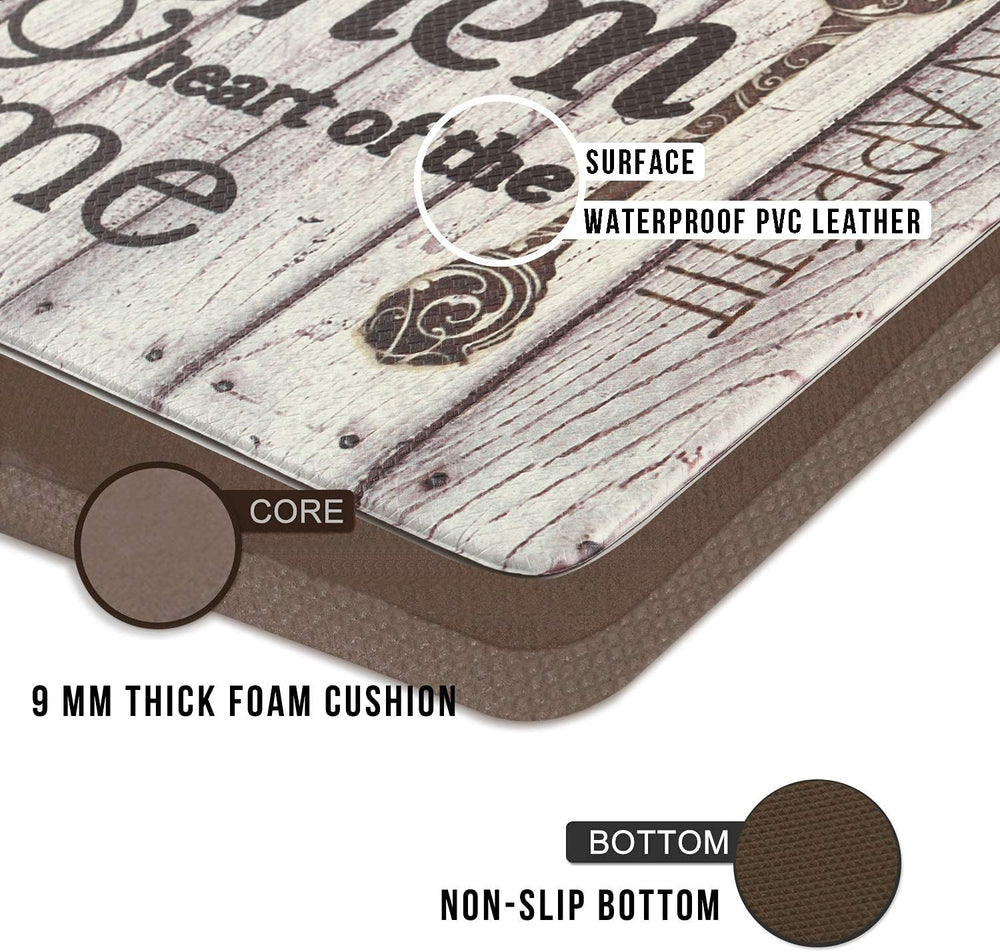 FRESHMINT Farmhouse Kitchen Mats Sets 2 Piece Cushioned Anti-Fatigue Comfort ...