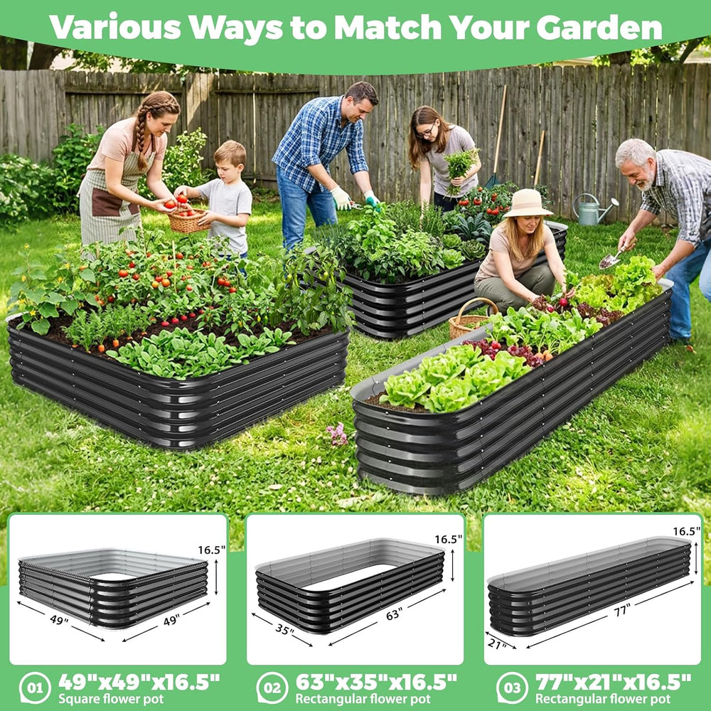 Black Painted Galvanized Metal Raised Garden Bed,Garden Planter Bed Outdoor