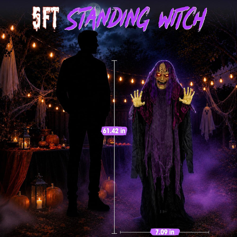 5FT Animated Witch Halloween Indoor Outdoor Decoration