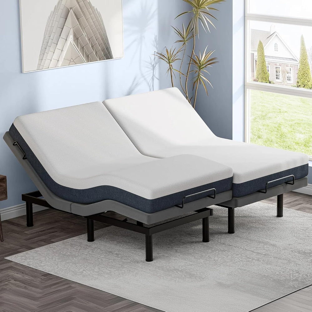 Split King Adjustable Bed Frame with Adjustable Legs, Electric Bed Base Frame...