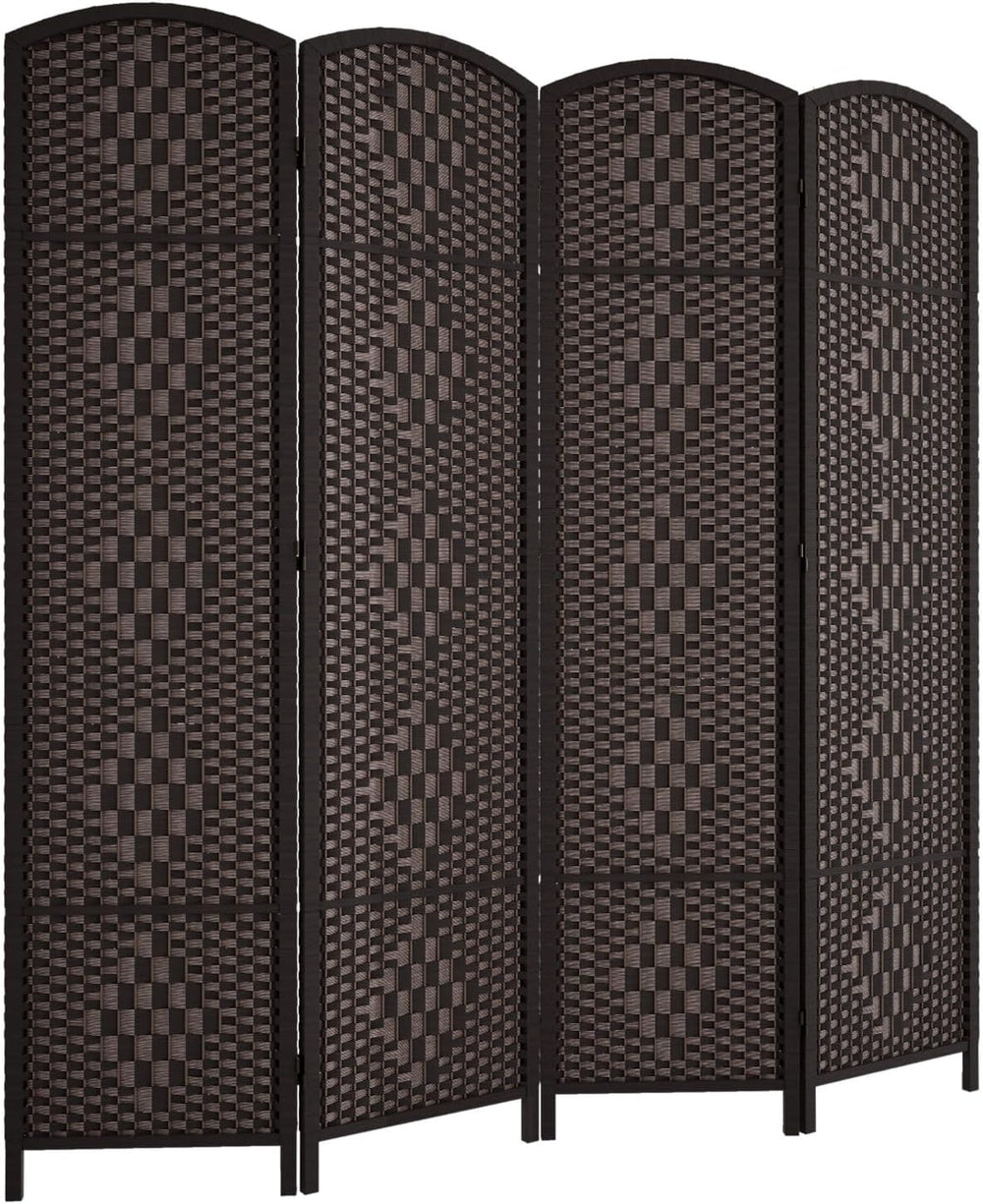 RHF Room Divider, 4 Panel Partition Room Dividers Screen, Dark Coffee