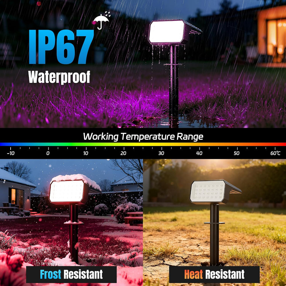 Halloween Solar Spot Lights Outdoor Waterproof, 10 Pack, 28 LED RGB
