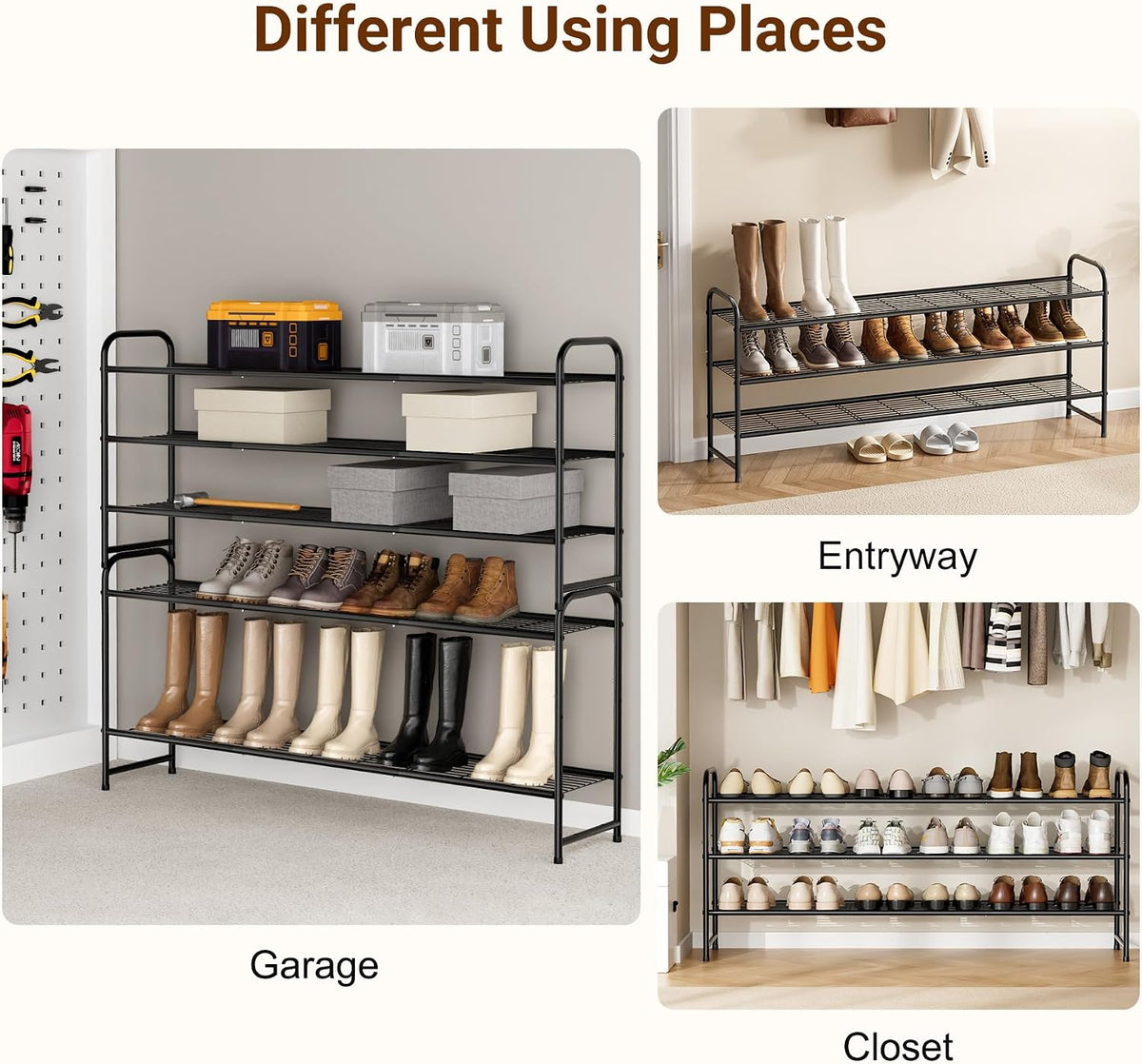 keetdy 3-tier long shoe rack for closet metal, package contents