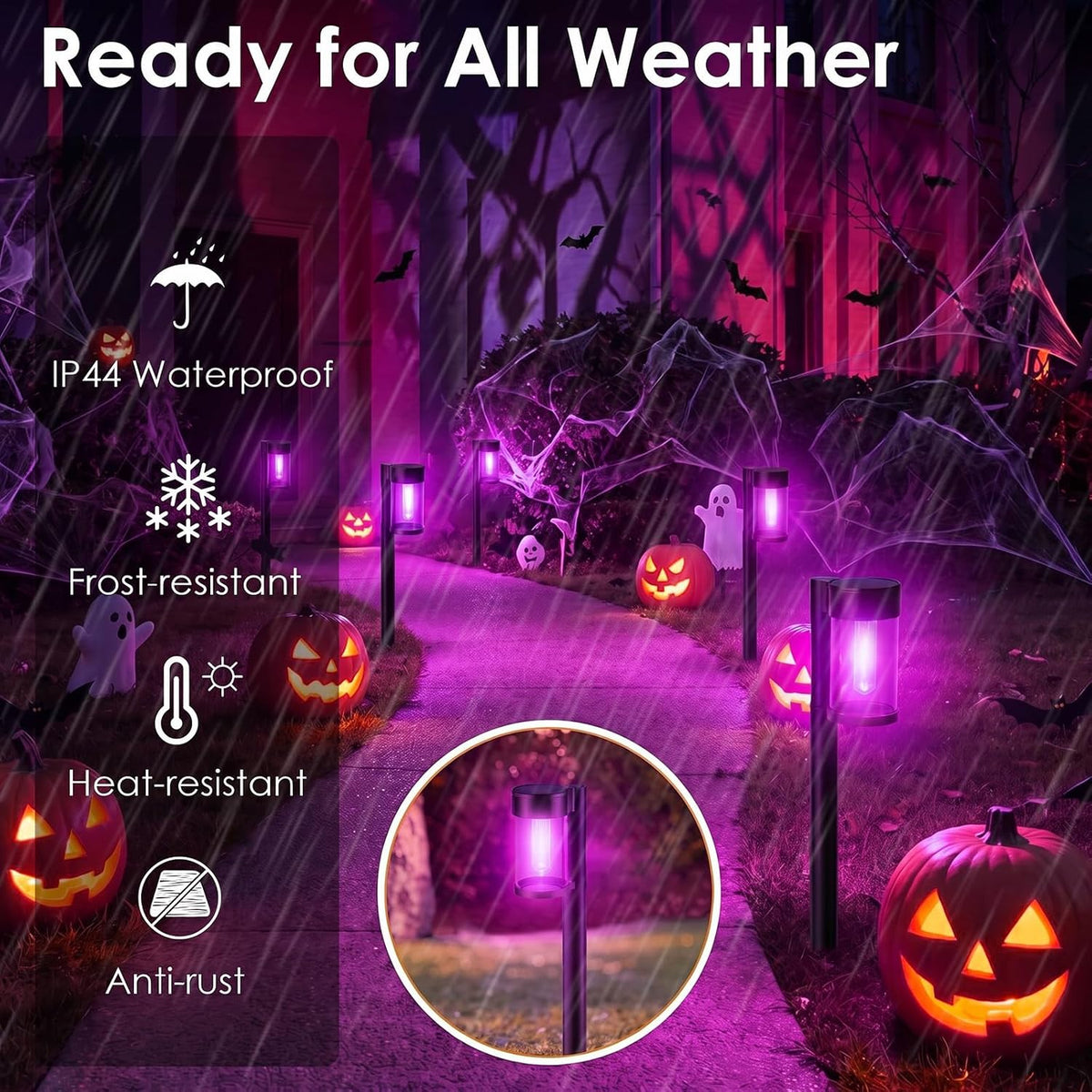 Mancra 10 Pack Solar Pathway Lights Outdoor, Solar Halloween Lights Purple LED Path Landscape Lighting for Garden Yard Walkway Driveway Halloween Decor