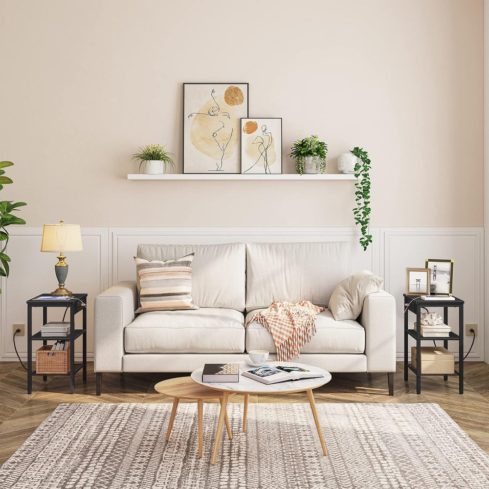 HOOBRO Side Tables with Charging Station, Small End Tables for Small Space