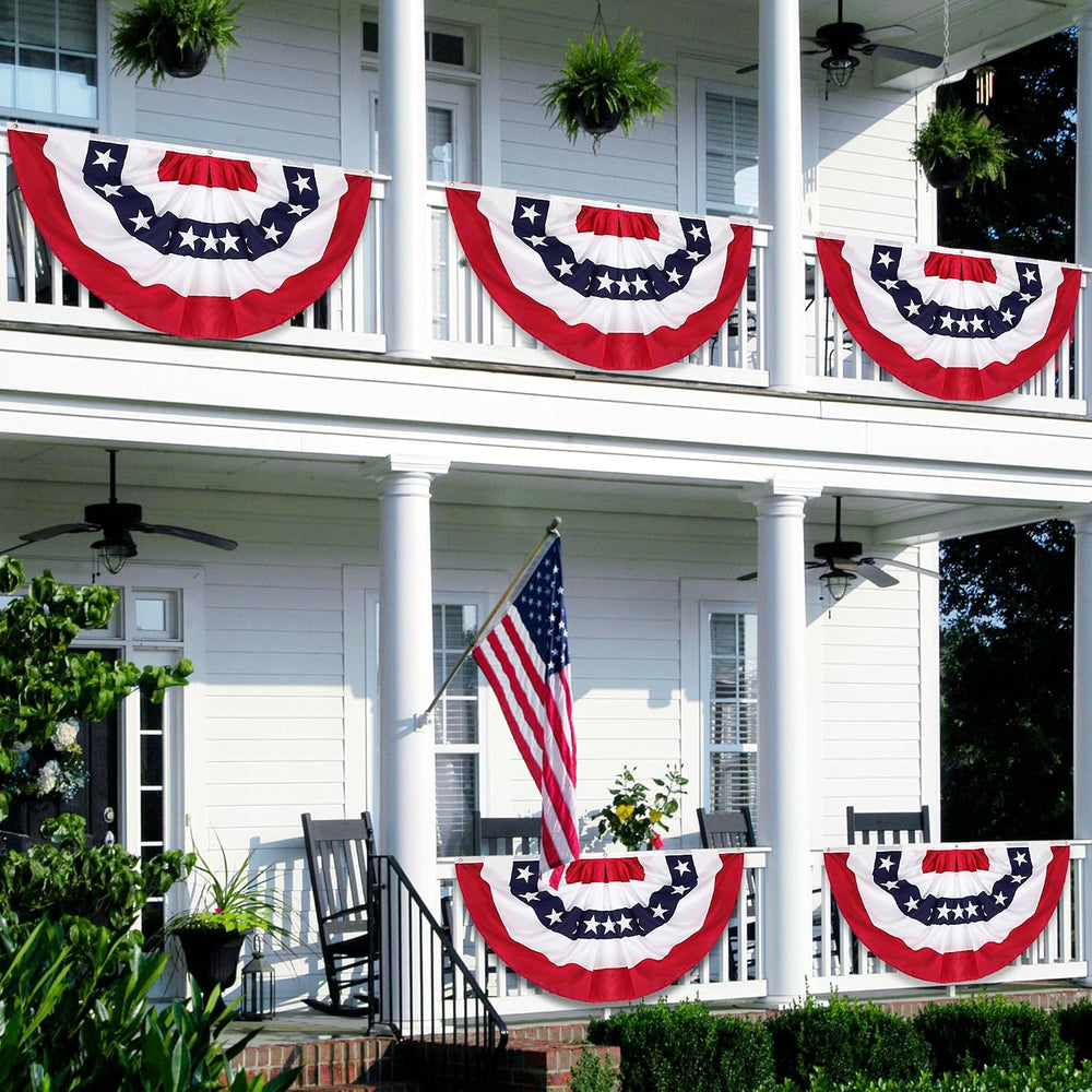 3 Pack 2.5x5 FT USA Bunting Flags Outdoor, American Pleated Fan Flag, 4th of ...
