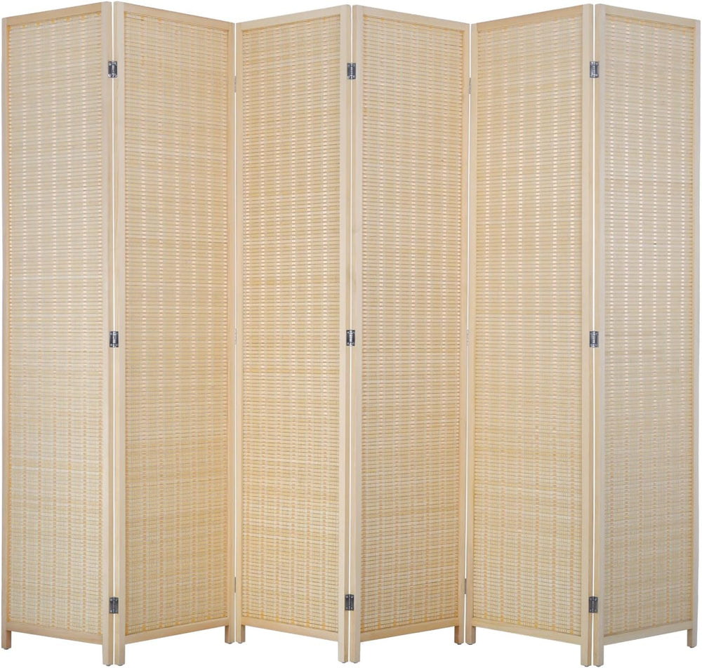 FDW 6-Panel Folding Room Divider | 6ft, Natural | Light & Portable