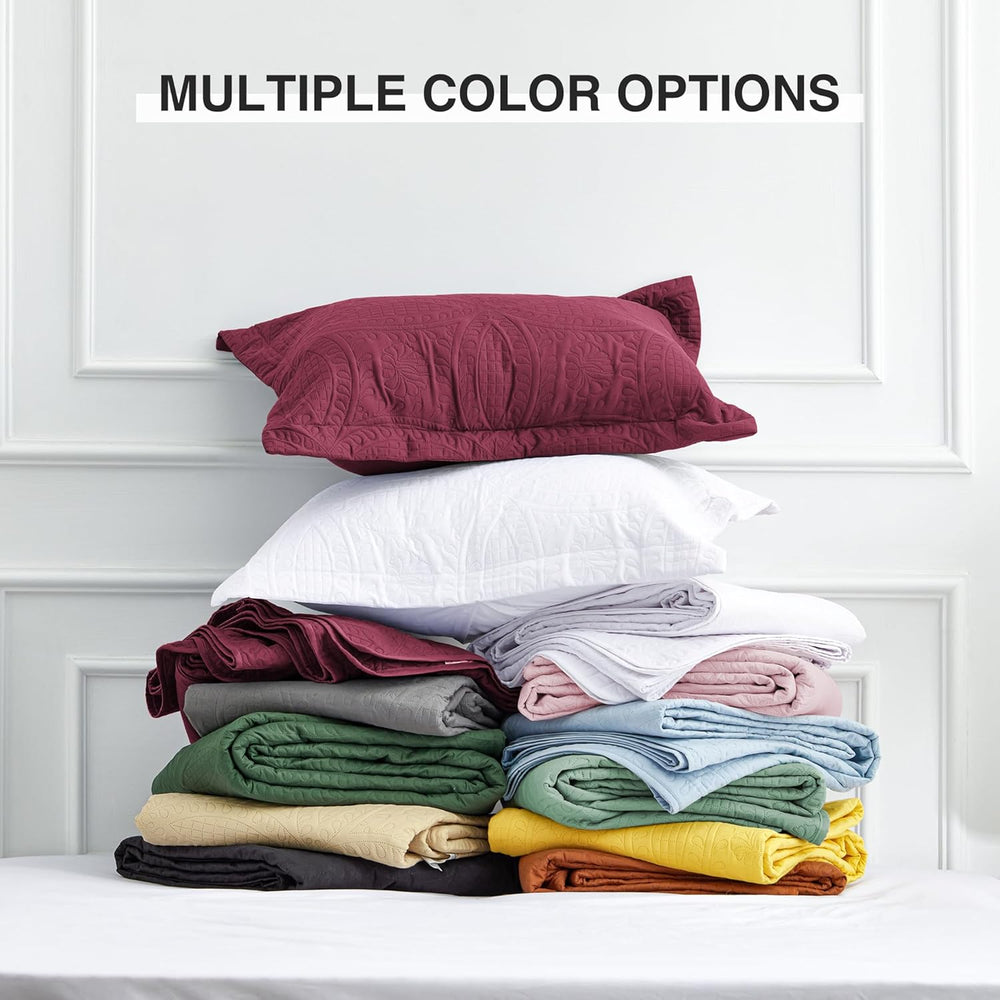 Love's cabin King Size Quilt Bedding Set Burgundy Bedspreads - Bed Lightw...
