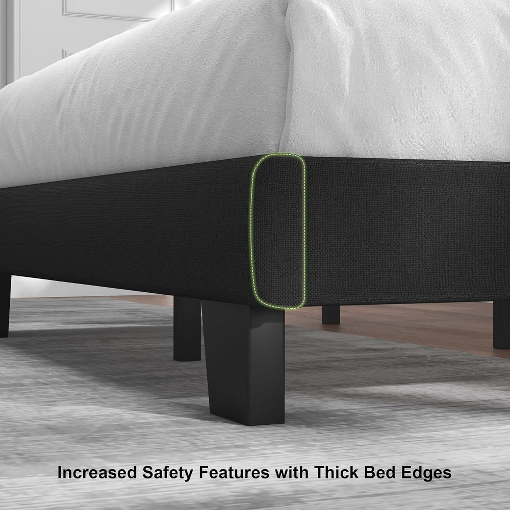 Feonase Queen Platform Bed Frame, Fabric Upholstered Queen Bed Frame, Solid W...