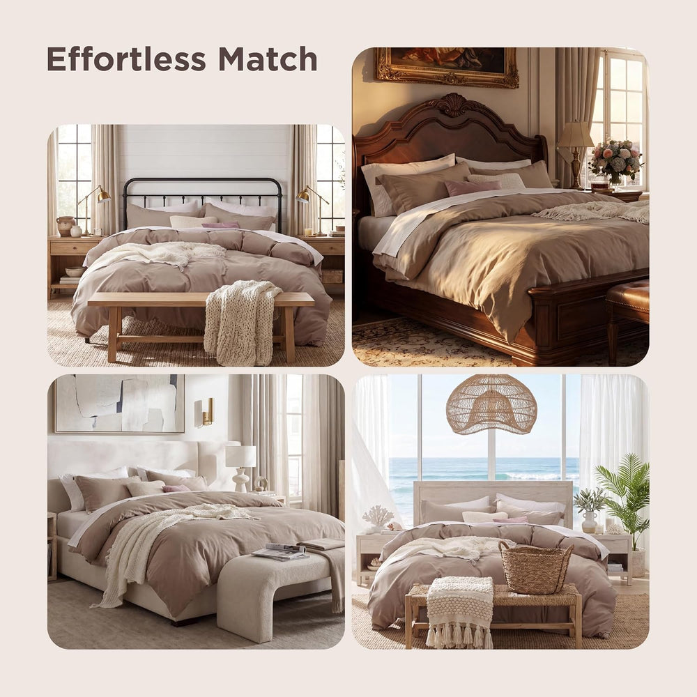 Bedsure Prewashed Duvet Cover King, Cotton-Like Soft Bedding Set, Khaki