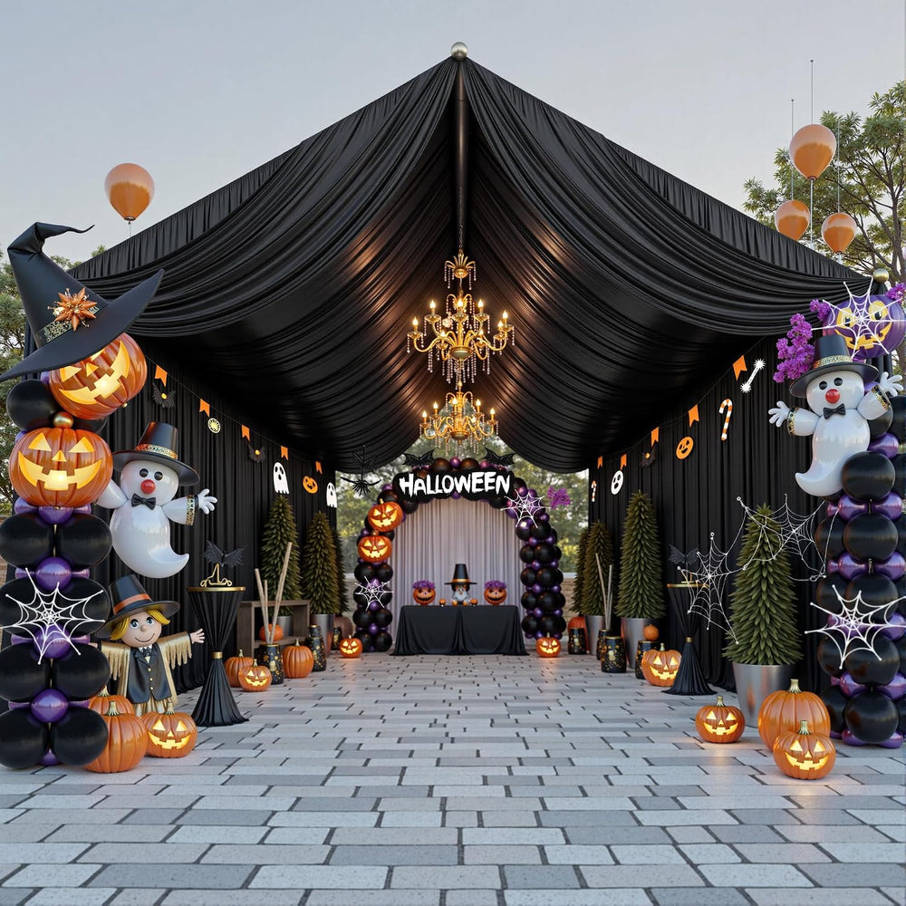 50ftx40ft Black Ceiling Curtain for Halloween Parties