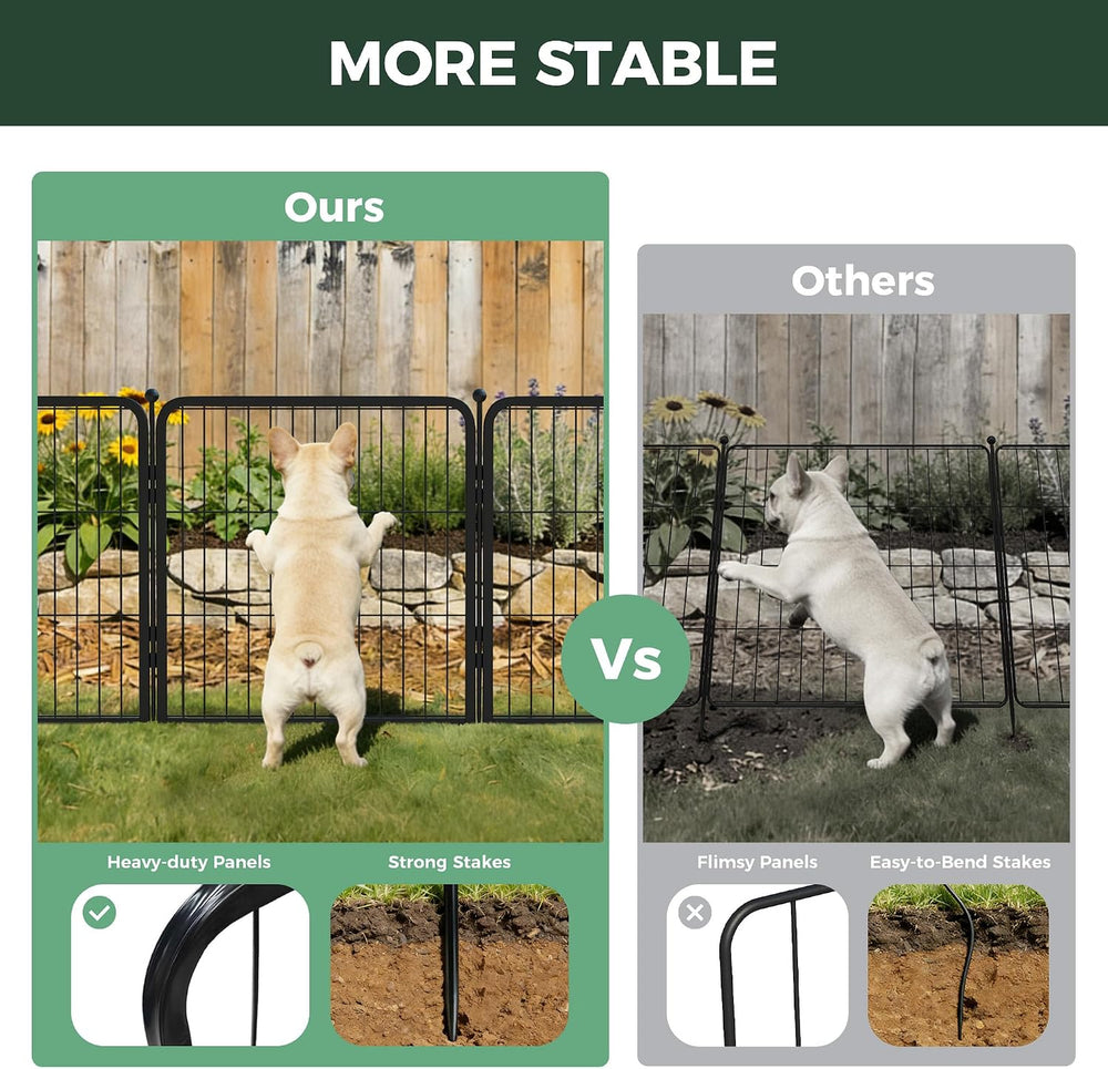 FXW No Dig Garden Fence, Outdoor for Yard, 24in(H) x 30.4ft(L), 16 Panels