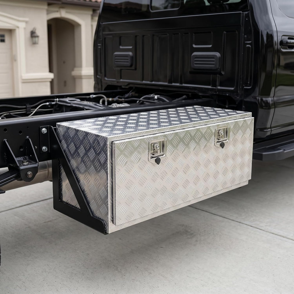30 Inch Aluminum Underbody Tool Box, RV Trailer Flatbed Storage Box, Weather‑...