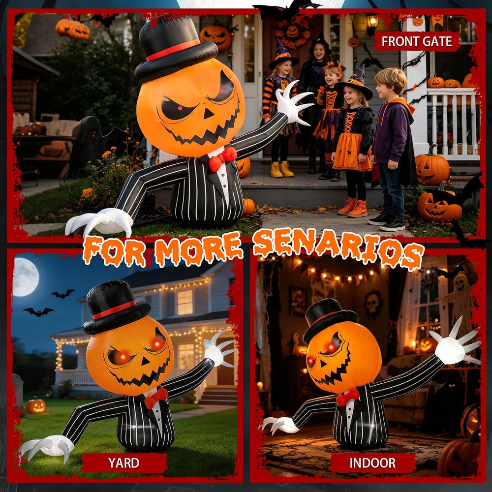 7.5FT Long Halloween Inflatable Pumpkin Ghost Outdoor Decorations, Giant Blow...