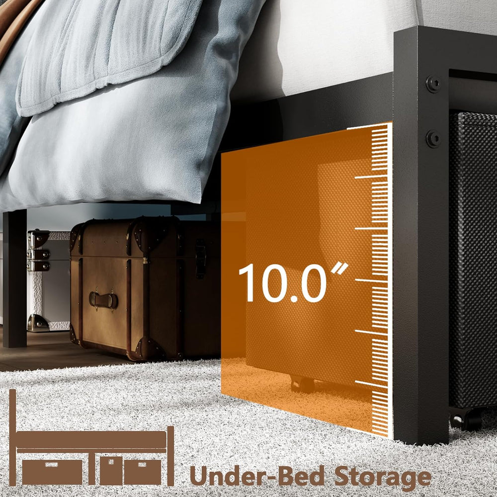 Furnulem Queen Bed Frame with Adjustable Headboard and Storage Drawers