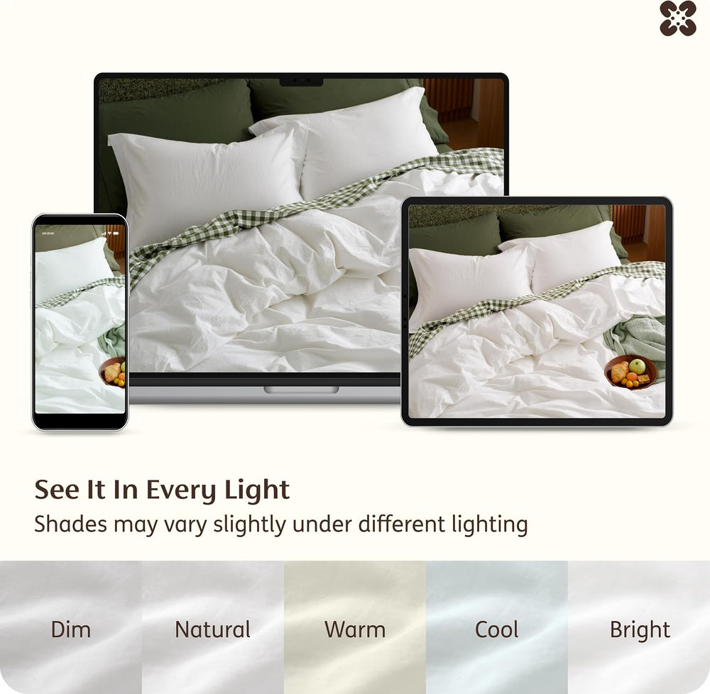 Bedsure PureWoven 100% Washed Cotton Duvet Cover Set, King Size, 3-PC