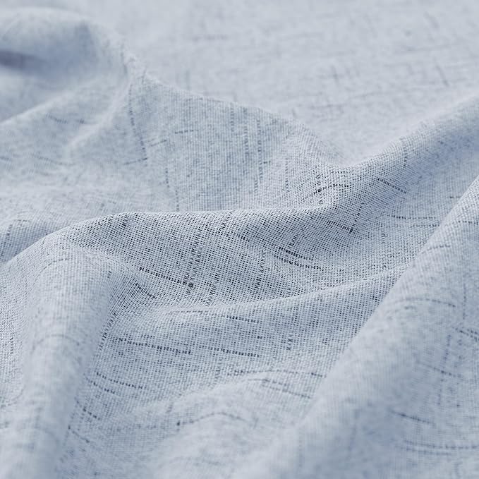 KOUFALL Light Blue Back Tab Linen Blackout Curtains 52x90 Inches Long - Image 9