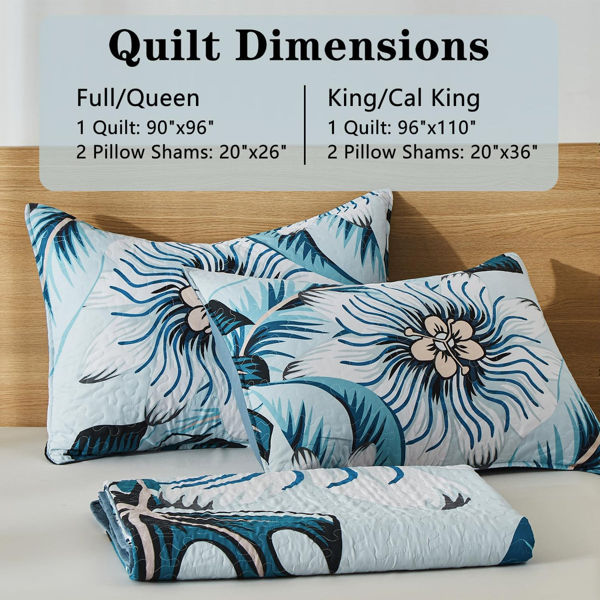 yogeneg queen quilt bedding set,white green botanical pattern on a desk or shelf