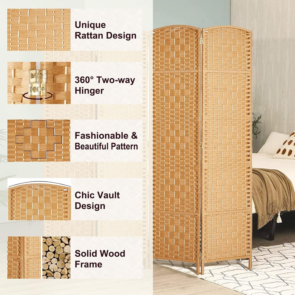RHF Room Divider Panel,3 Panel Partition Room Dividers Screen, Light Beige