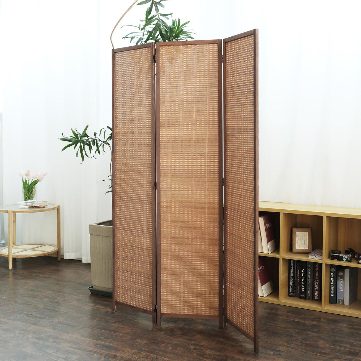 furnnylane 3 panel bamboo room divider - 5.6 showing dimensions