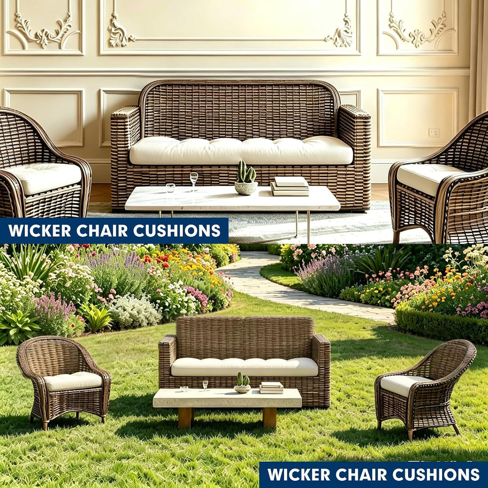Wicker Chair Cushions 3 Piece Set, Outdoor Loveseat Wicker Cushions for Patio...