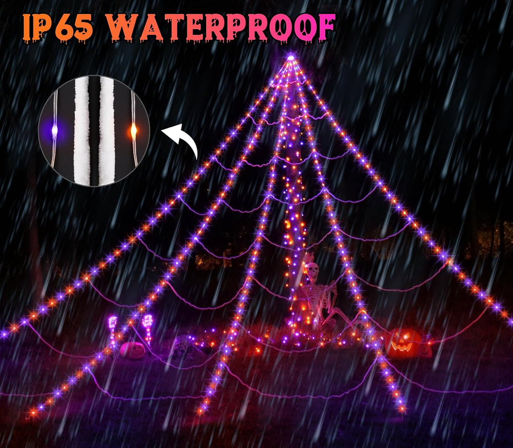 Halloween Spider Web Decoration 250 LED Outdoor Halloween Decorations