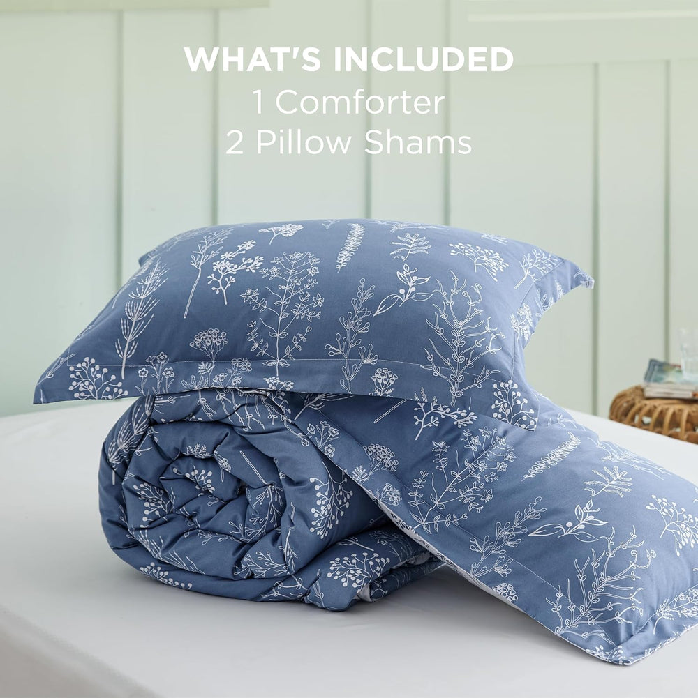Bedsure Floral Comforter Set Cute Bedding Set Queen Reversible Infinity Blue