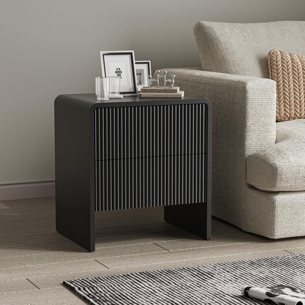 MAISONARIA 3-Piece Curved Dresser Bedroom Set, Black
