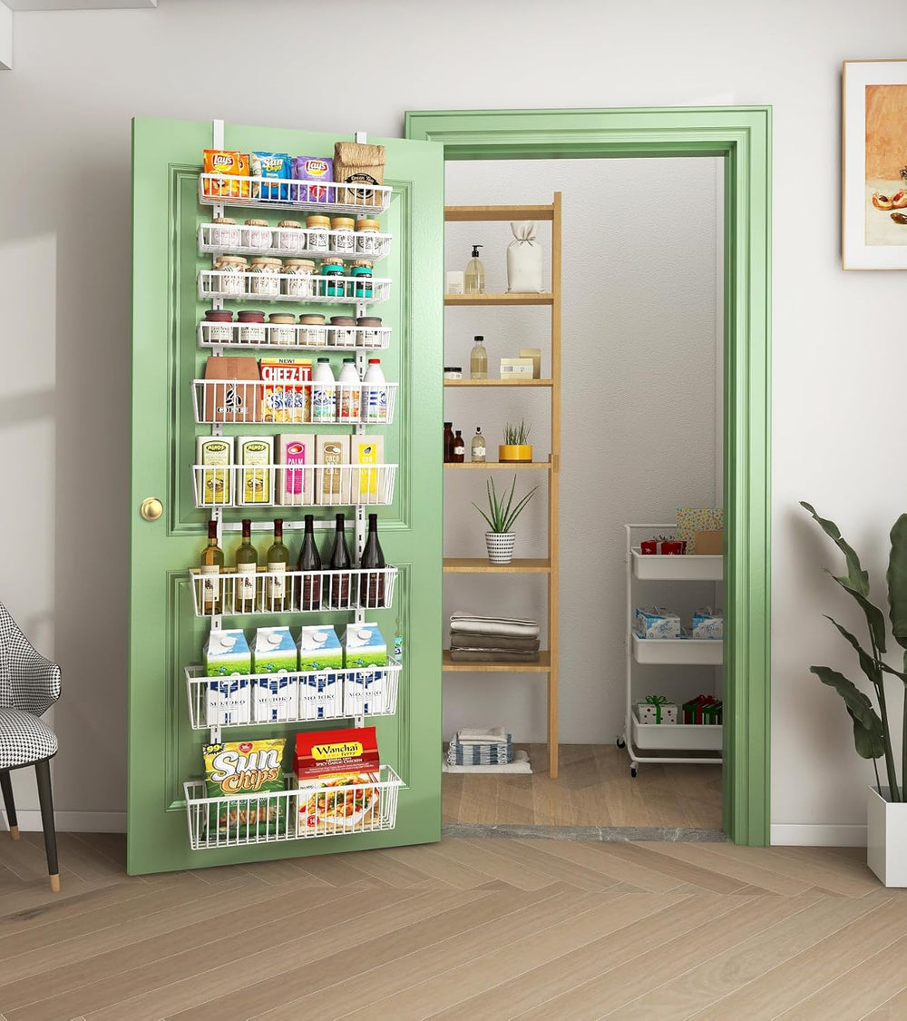 Mefirt White 9-Tier Over The Door Pantry Organizer, Pantry Organization
