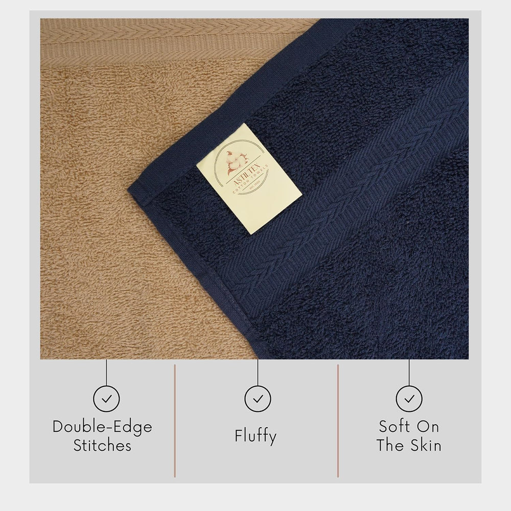 ASTILTEX Bath Towels Pack of 6 – 24" x 48" – 100% Cotton Terry, Sof...