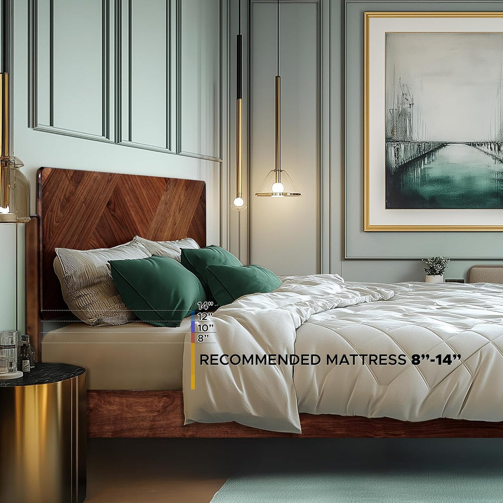 Bifrost King Solid Wood Bed Frame with Headboard & Footboard, Walnut