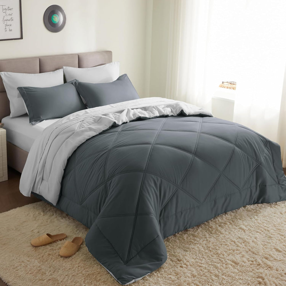 Joiedomi Queen Comforter Set with Sheets Dark Grey, 7 Pieces Queen Bed Set wi...