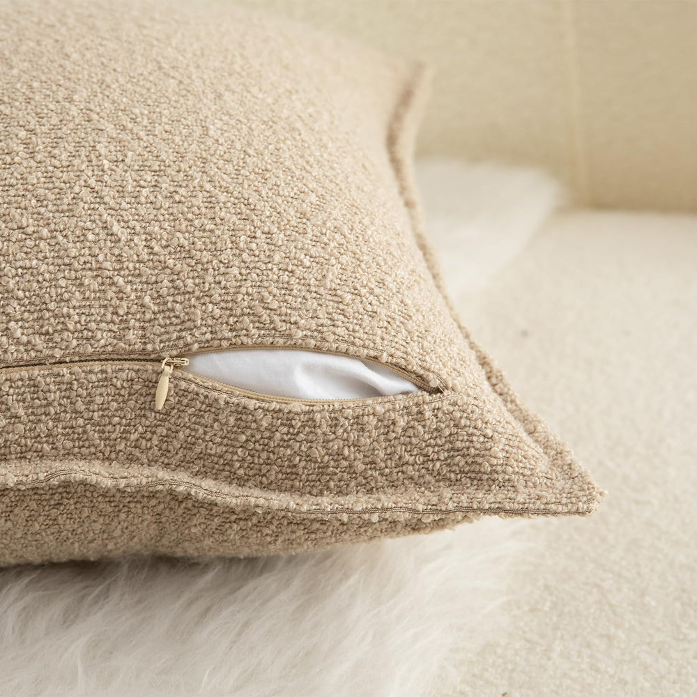MANDIOO Pack of 2 Decorative Throw Pillow Covers Accent Solid Woven Textured ...