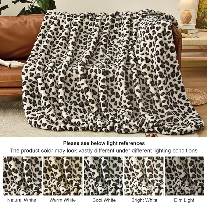PHF Leopard Print Sherpa Fleece Blanket Twin Size - Image 7