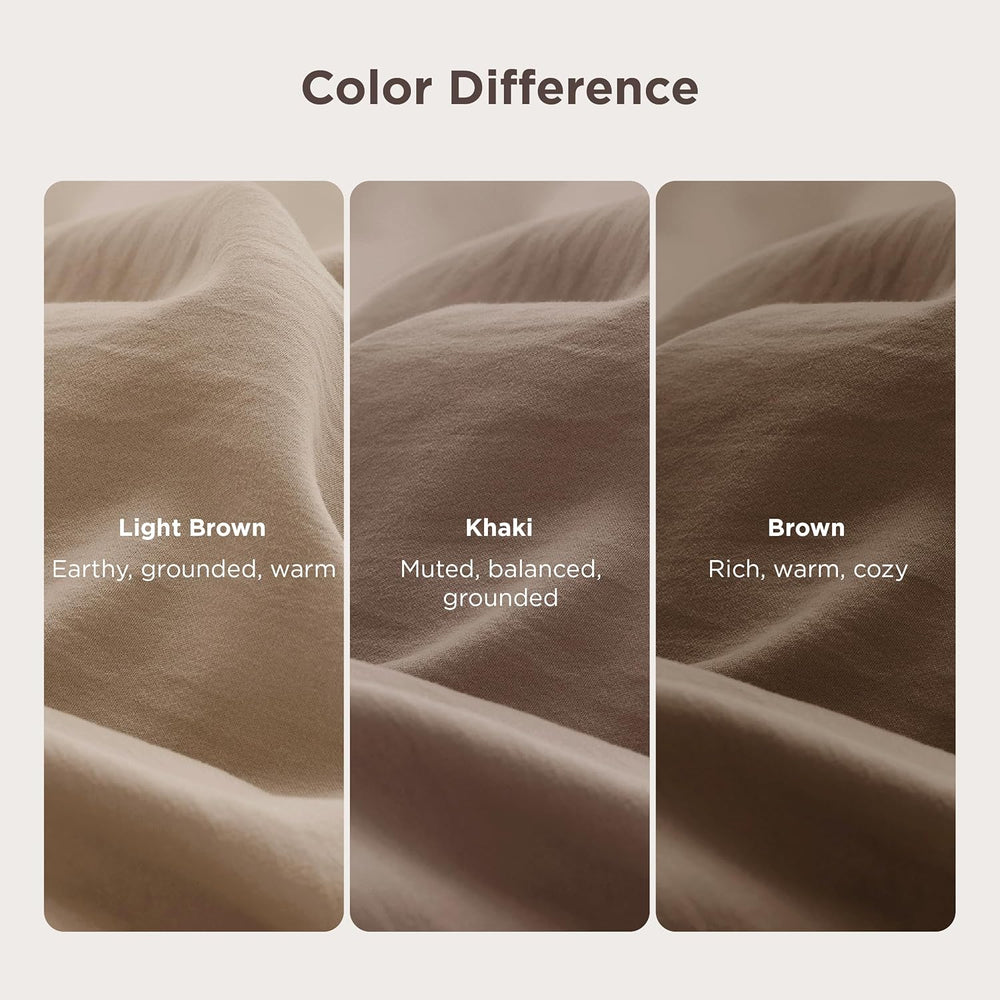 Bedsure Prewashed Duvet Cover King, Cotton-Like Bedding Set, Light Brown