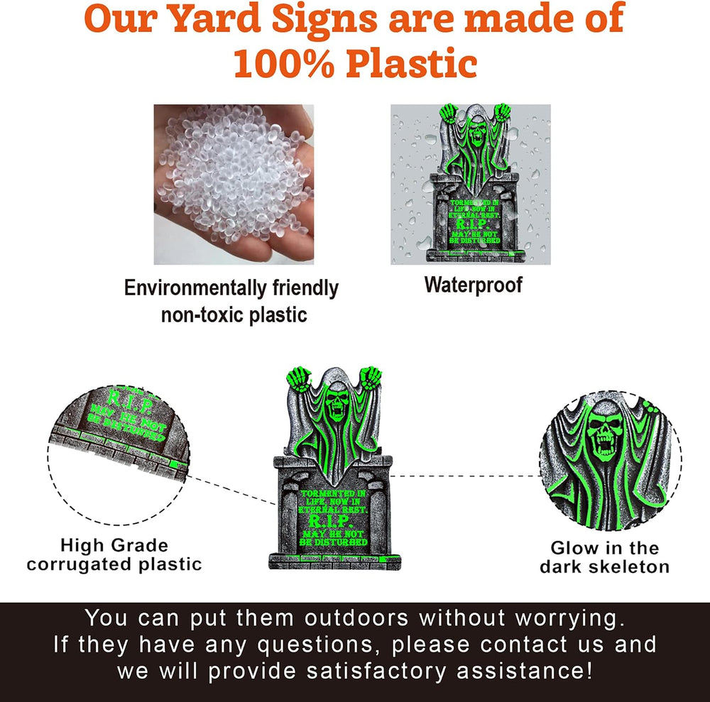 6 Pack Halloween Tombstone Decorations Glowing in The Dark, 25"x16"...