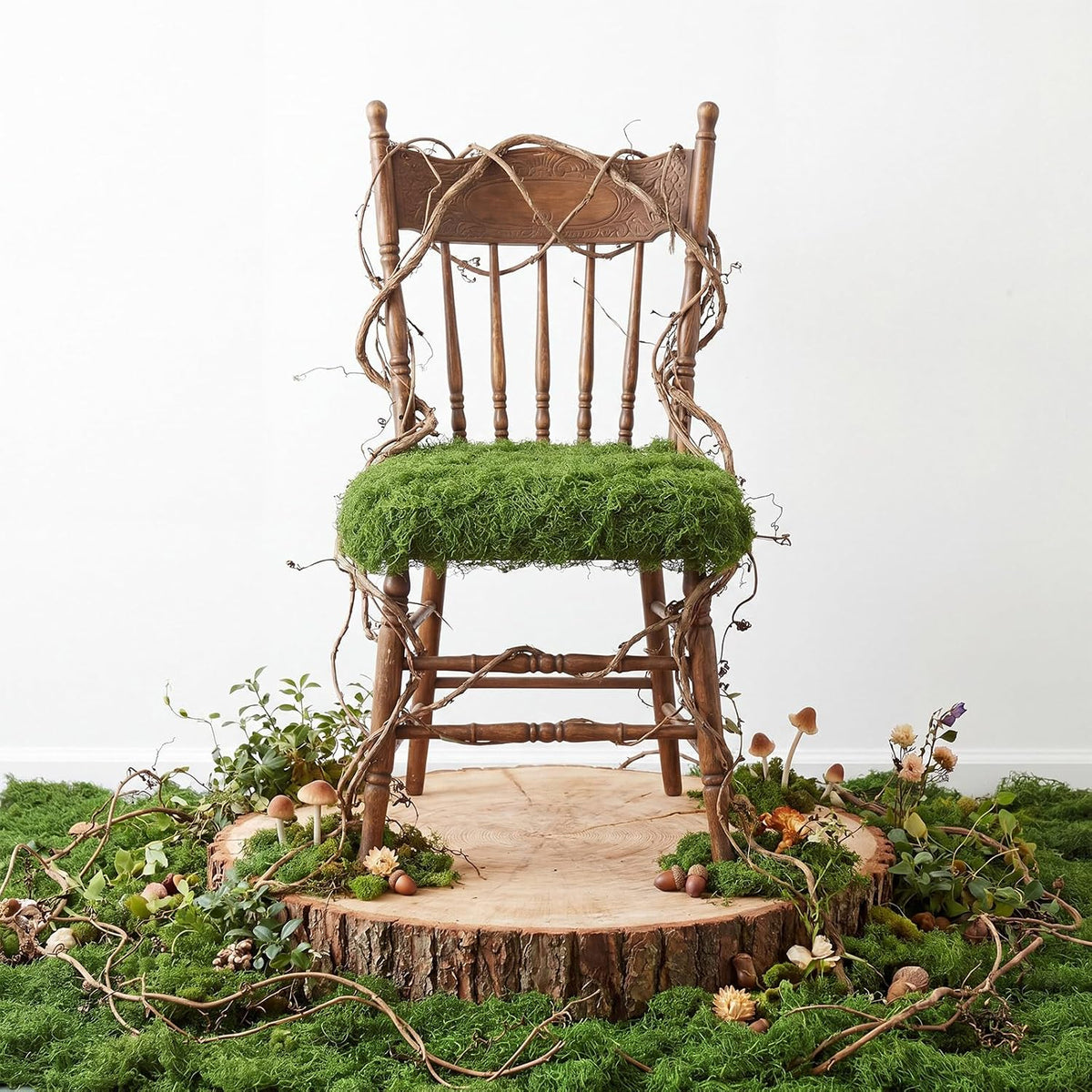 2 Artificial Moss Table Runner Halloween Enchanted Party Decor, Green