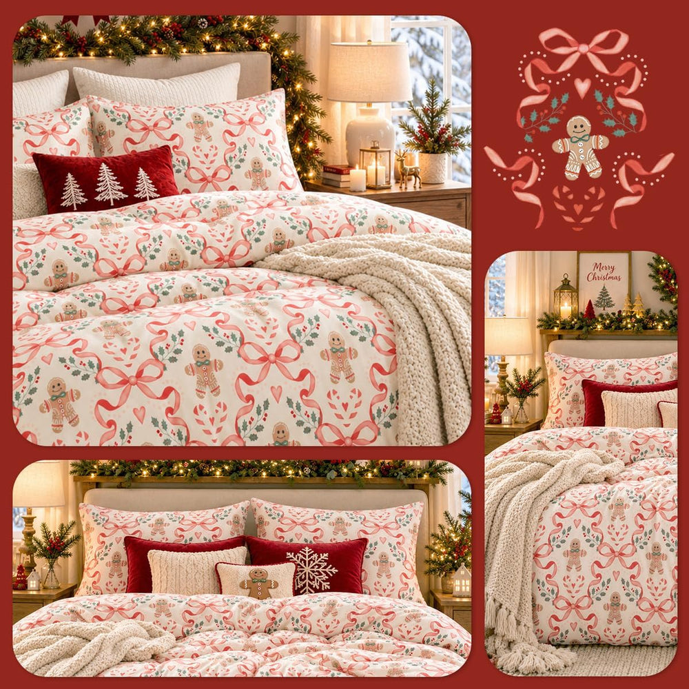 Christmas Comforter Set Full Size,Christmas Bedding Set in a Bag
