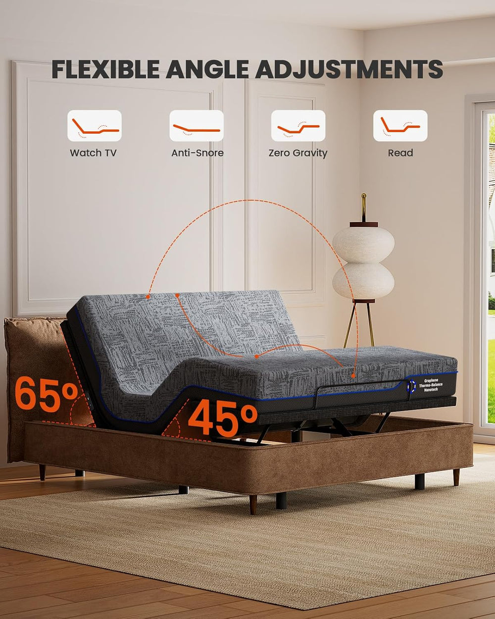 Amada Split King Adjustable Bed Frame and 14 Inch Cooling Gel Memory Foam Mat...