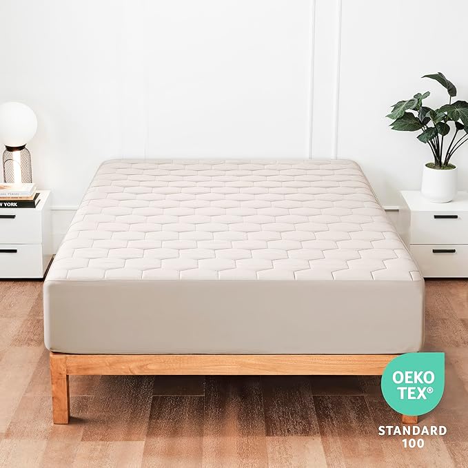 Hearth & Harbor 2 Pack Twin XL Size Quilted Fitted Mattress Pad Cover, 100% - Image 9