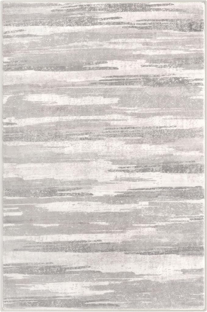 Modern Abstract Entryway Rug Indoor 2x3 Neutral Washable Non-Slip Soft Small - Image 9