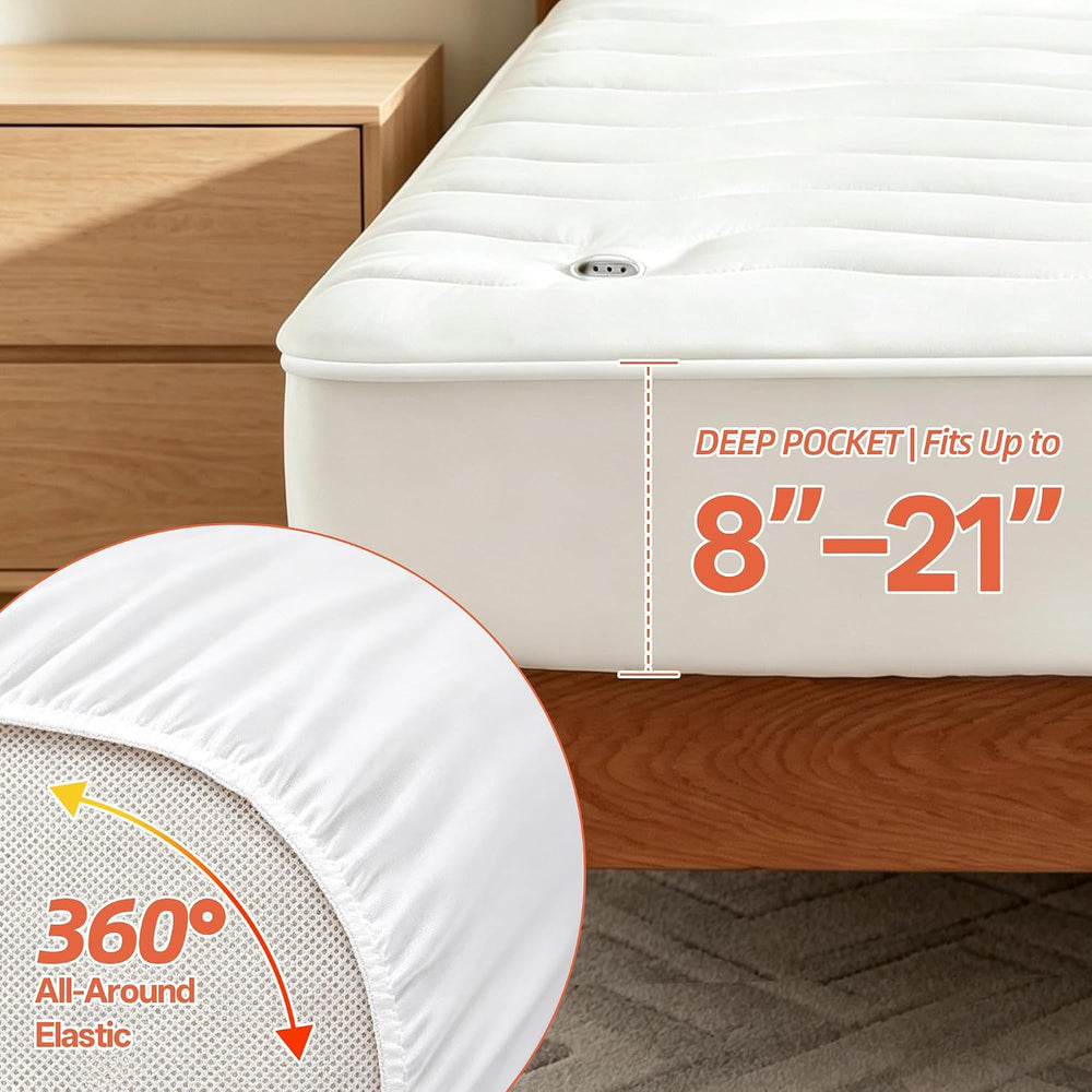 Heated Mattress Pad Queen, Cozy Bed Warmer with Preheat & Memory
