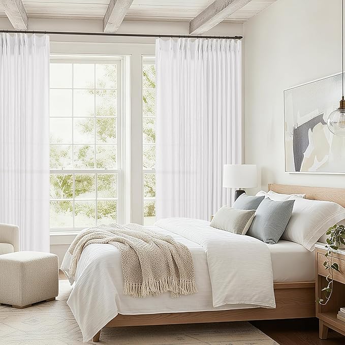 Extra Wide Pinch Pleat 100 x 84 Inch Linen Curtains - Image 9