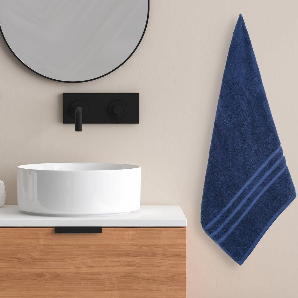 4 Pieces Large Bath Towels Set, 27x54 Inches, Navy Blue